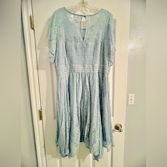 Torrid Blue Lace Midi Handkerchief Dress - 3 - Picture 2 of 7